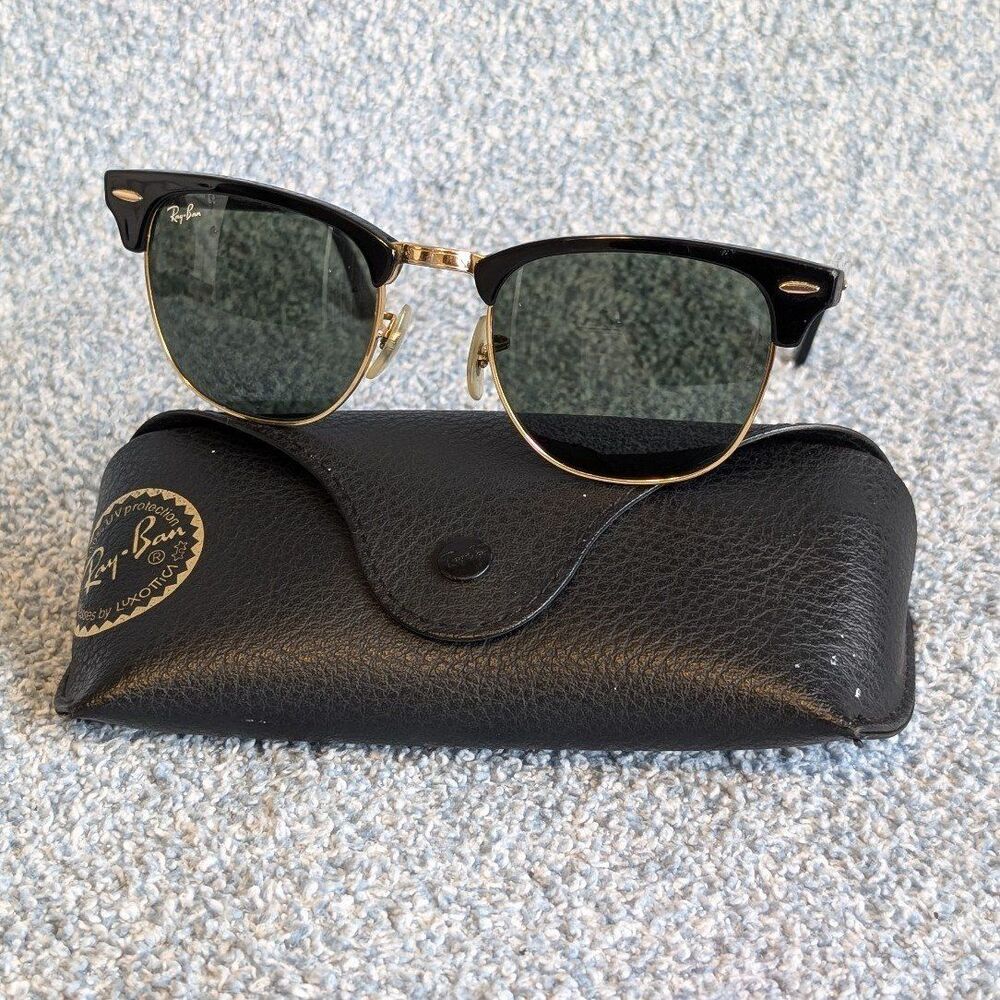 Ray-Ban RB3016 Clubmaster Classic Sunglasses W0365 Black Gold 51mm 51□21 145